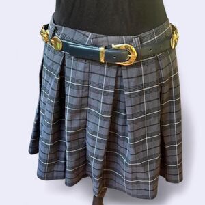 Social Collision Grey & Black Plaid Pleated Skirt Preppy Dark Academia Size M